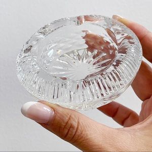 Vintage Hand Cut Glass Art Deco Thick Rimmed Ashtray Trinket Jewelry Dish
